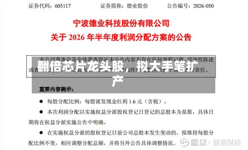 翻倍芯片龙头股，拟大手笔扩产-第2张图片