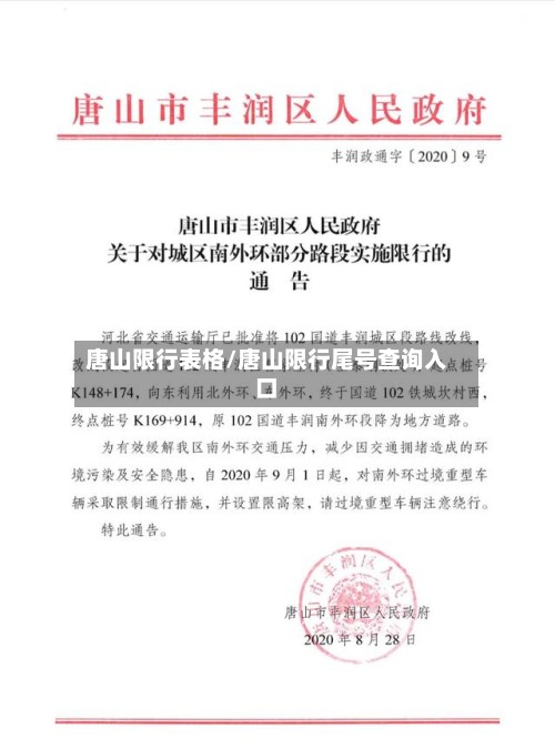 唐山限行表格/唐山限行尾号查询入口