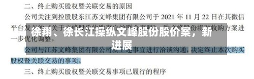 徐翔、徐长江操纵文峰股份股价案，新进展
