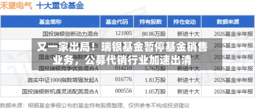 又一家出局！瑞银基金暂停基金销售业务，公募代销行业加速出清-第3张图片