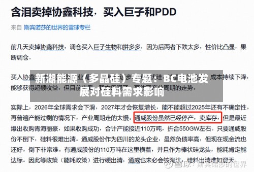 新湖能源（多晶硅）专题：BC电池发展对硅料需求影响-第1张图片