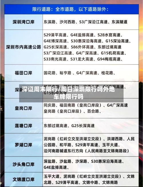 深证周末限行/周日深圳限行吗外地车牌限行吗-第3张图片