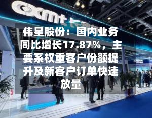 伟星股份：国内业务同比增长17.87%，主要系权重客户份额提升及新客户订单快速放量-第2张图片