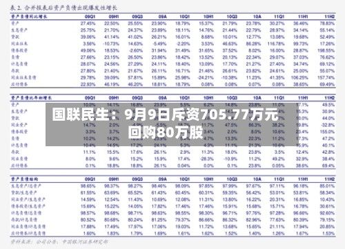 国联民生：9月9日斥资705.77万元回购80万股