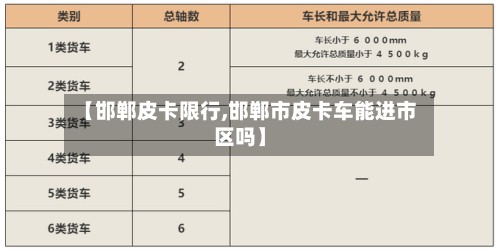 【邯郸皮卡限行,邯郸市皮卡车能进市区吗】-第2张图片
