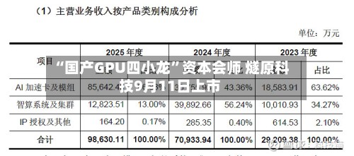 “国产GPU四小龙”资本会师 燧原科技9月11日上市