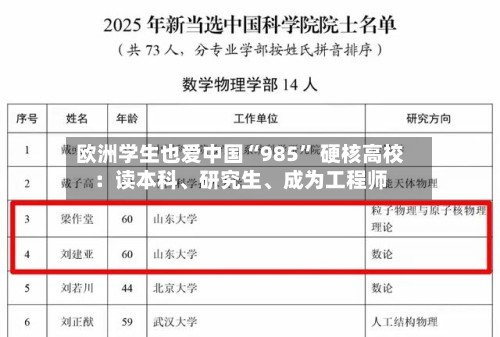 欧洲学生也爱中国“985” 硬核高校：读本科、研究生、成为工程师