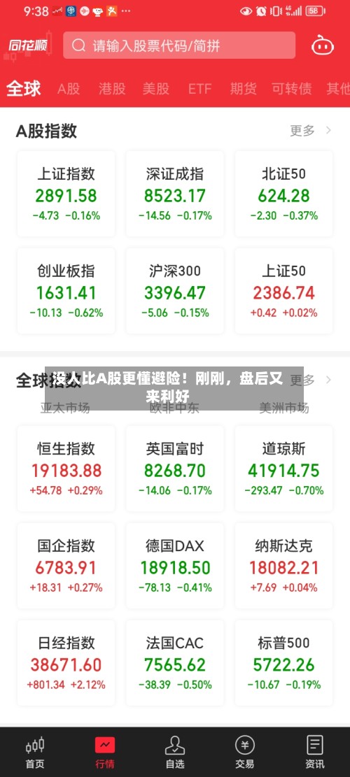没人比A股更懂避险！刚刚，盘后又来利好