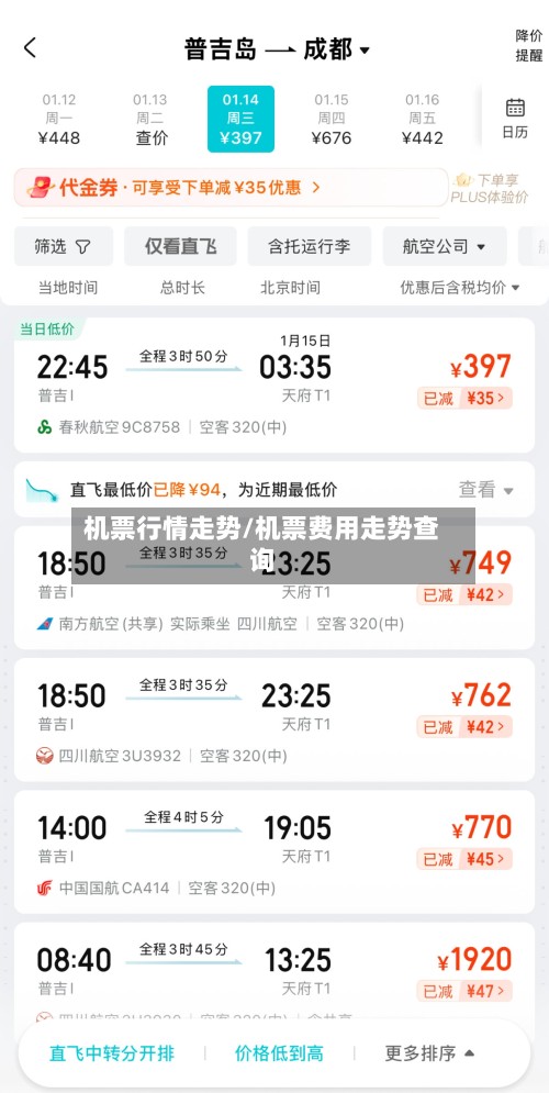 机票行情走势/机票费用走势查询
