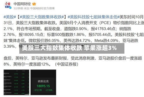 美股三大指数集体收跌 苹果涨超3%