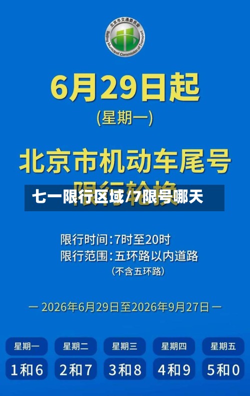 七一限行区域/7限号哪天
