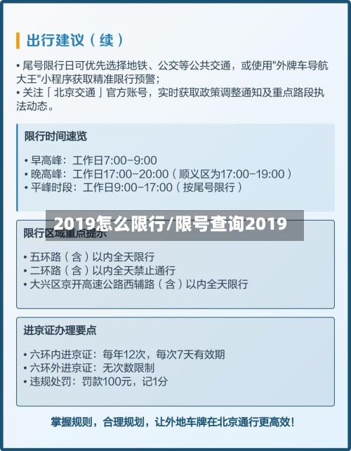 2019怎么限行/限号查询2019