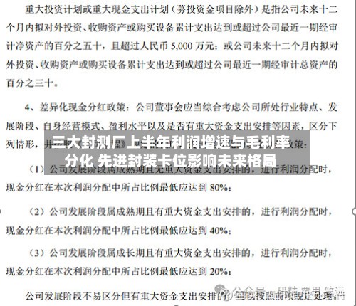 三大封测厂上半年利润增速与毛利率分化 先进封装卡位影响未来格局-第3张图片