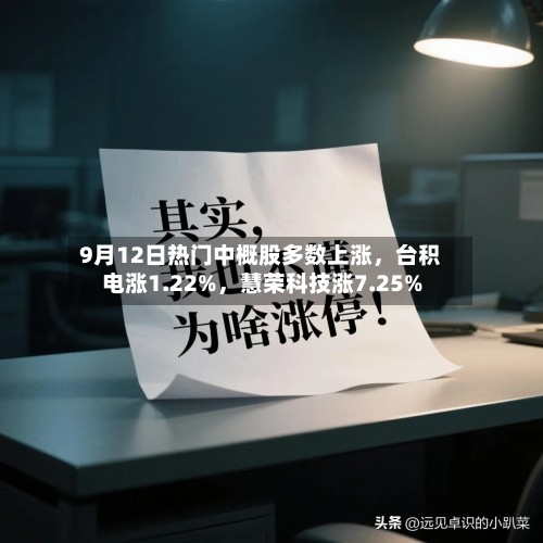 9月12日热门中概股多数上涨，台积电涨1.22%，慧荣科技涨7.25%