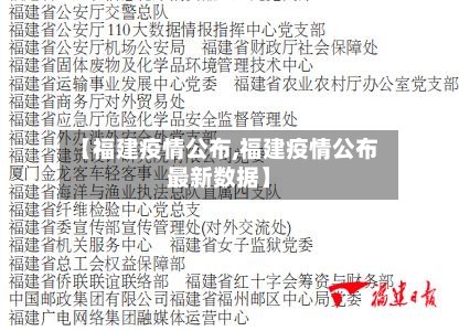 【福建疫情公布,福建疫情公布最新数据】