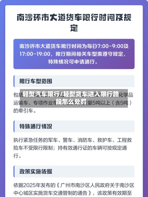 轻型汽车限行/轻型货车进入限行路段怎么处罚