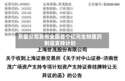 京医公司发布全国首个亿元生物医药制造支持计划-第2张图片